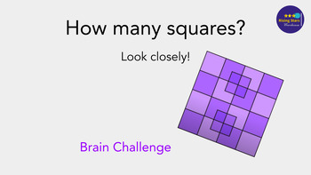 Preview of How Many Squares? Brain Challenge Slides | Brain-Teaser Puzzle | Math & Geometry