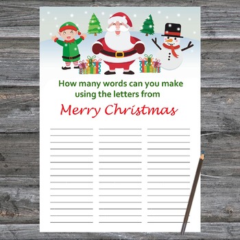 How Many Words Can You Make From Merry Christmas,Santa Claus Christmas ...