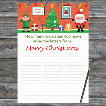 How Many Words Can You Make From Merry Christmas,Santa Gnome Christmas ...
