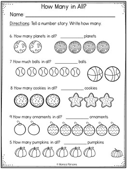 How Many in All Worksheets by Monica Parsons | Teachers Pay Teachers