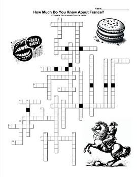 Preview of How Much Do You Know About France? Crossword Puzzle