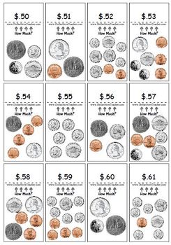 Teach Money - Coins / Change to 50 Cents - Smart Chute Style Math Center  cards