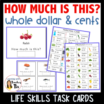 Preview of How Much is the Grocery Item Task Cards for Special Education life skills