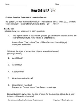 Preview of How Old is it? Subtraction Word Problems Homework  Regrouping Borrowing