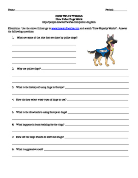 Preview of How Police Dogs Work- Internet Assignment for Street Law