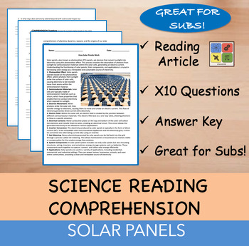 Preview of How Solar Panels Are Used - Reading Passage x 10 Questions