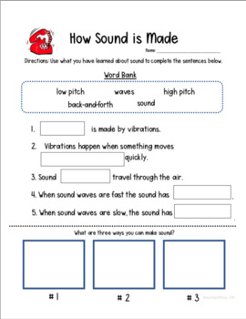 how sound is made vibrations science vocab assessment 1st grade ngss