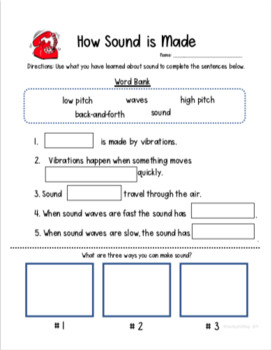 how sound is made vibrations worksheet 1st grade science ngss aligned 1 ps4 1