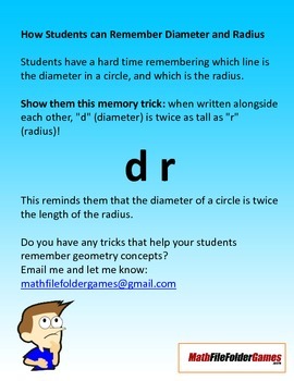 How Students Can Remember Diameter and Radius by MathFileFolderGames