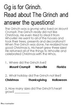 How The Grinch Stole Christmas Activities by MsRizzoTeacher | TPT