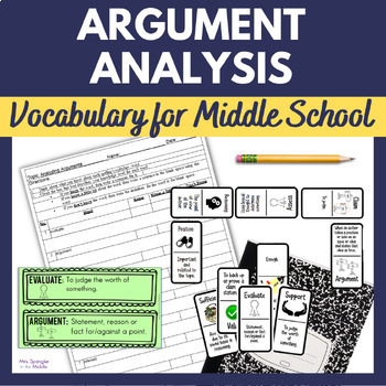 Preview of Argumentative Text Vocabulary PRINTABLE Worksheet Word Wall Practice Game