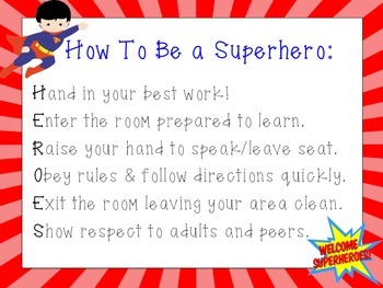 How To Be a Superhero Classroom Rules Poster by Teaching Ambrosia