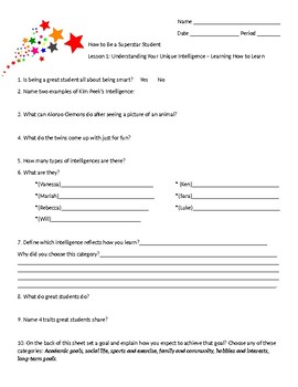 Preview of How To Become A Superstar Student Worksheets