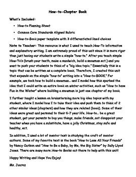 Preview of How-To-Chapter Book Writing: 1st Grade Informative/Explanatory Writing