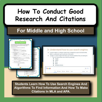 Preview of How To Conduct Good Internet Research And Citations Activity