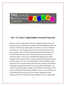 Preview of How To Create A High Quality Preschool Classroom