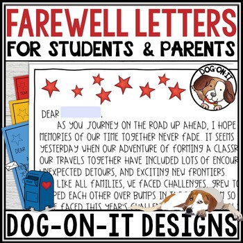 Preview of Editable End of Year Letters to Students and Parents Farewell from the Teacher