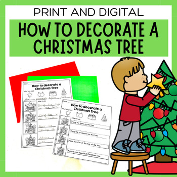 Preview of How To Decorate A Christmas Tree | Sequencing Worksheets & Digital Slideshow