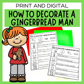 Preview of How To Decorate A Gingerbread Man | Sequencing Worksheets & Digital Slideshow