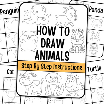 How To Draw Animals, Step By Step Instructions Printable Worksheet for  kids
