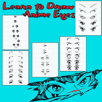 Preview of How To Draw Anime Eyes Step-By-Step Lesson Worksheet drawing for beginners