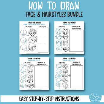 Anime Directed Drawing Worksheet and Templates- Scaffolds for Animoji  Project