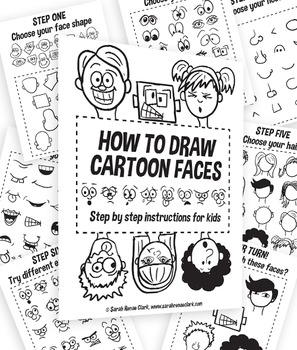 Preview of How To Draw Cartoon Faces - Step By Step Printable Worksheet for kids