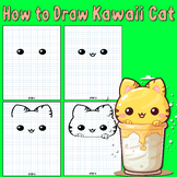 How To Draw kawaii Cat Step-By-Step Lesson Worksheet drawi