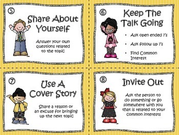 SOCIAL SKILLS TASK CARDS: How To Share A Conversation & Ask A Friend To  Hang Out