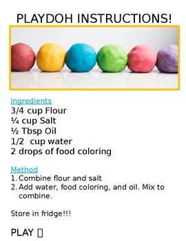 Preview of How To Make Playdoh Instructions
