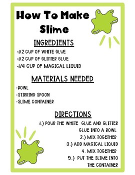 Preview of How To Make Slime - Procedural Text