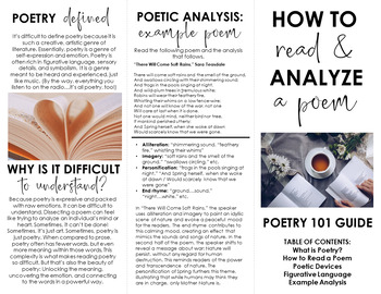 How To Read A Poem Brochure: Helpful Student Guide for Any Poetry Unit