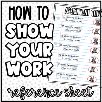 Preview of How To Show Your Work In Math | Classroom Poster or Student Reference Sheet