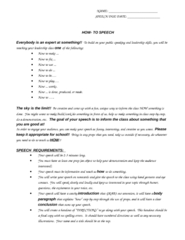 Preview of "How To" Speech Assignment with rubric, planning guide, and more!