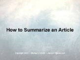 How To Summarize An Article