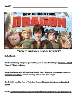 Preview of How To Train Your Dragon Activity