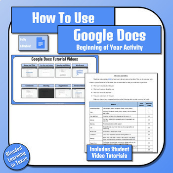 Preview of How To Use Google Docs Beginning of Year Activity Distance Learning