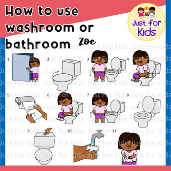 How To Use Washroom Or Bathroom Girl Zoe Clipart By Just For Kids 33pcs