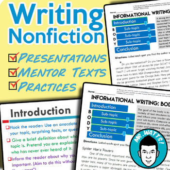 Preview of How To Write Nonfiction: Intro, Body, Conclusion Bundle!