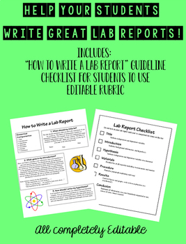 Preview of How To Write a Lab Report (Guideline, Checklist, Rubric)