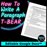 How To Write a Paragraph | T-BEAR Structure Editable Cheat