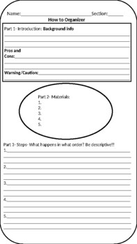 Preview of How-To Writing Graphic Organizer- Pre-Writing
