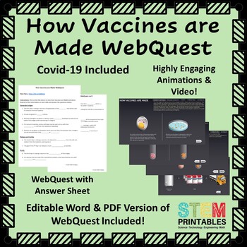 Preview of How Vaccines + Covid-19 are Made WebQuest