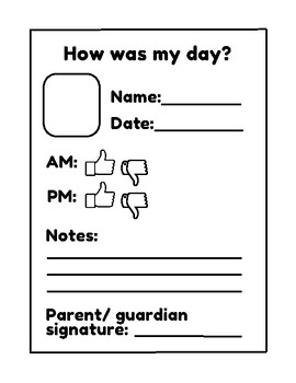 Preview of How Was My Day? Basic Behaviour Log/ Tracker for Preschool, Nursery