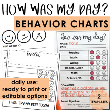How Was My Day? Daily Behavior Charts by Creatively Learning - Christine