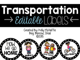 Transportation Labels -EDITABLE