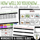 How Well Do You Know... Worksheets & Google Slides Activity SS