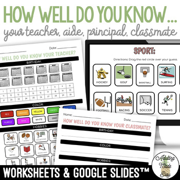 Preview of How Well Do You Know... Worksheets & Google Slides Activity SS