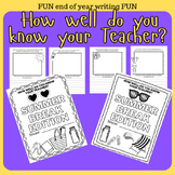 How Well Do You Know Your Teacher Summer Break Funny Fun W