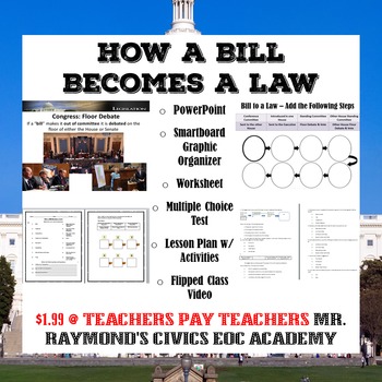 Preview of How a Bill Becomes a Law 3.7 - Civics EOC Benchmark Congress II